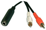 Y-Cable: (1) 1/4" Stereo Female to (2) RCA Male - We-Supply