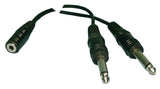 Y-Cable: (1) 3.5mm Stereo Female to (2) 1/4" Mono Male - We-Supply