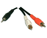 Y-Cable 3.5mm Stereo Plug to 2 RCA Plugs, 12 ft