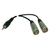 Y-Cord Adaptor: 3.5mm Stereo Plug to (2) 3 Pin XLR Males - We-Supply